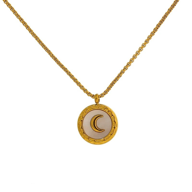 MOTHER OF PEARL MOON NECKLACE